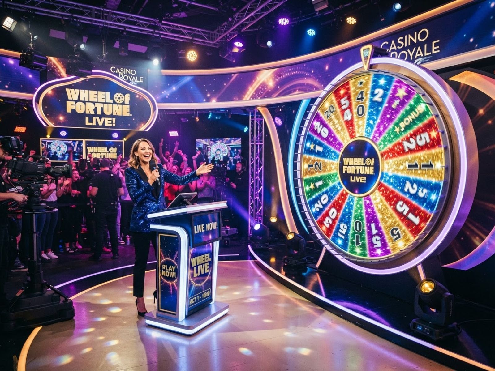 Roue de jeu en direct avec segments colorés